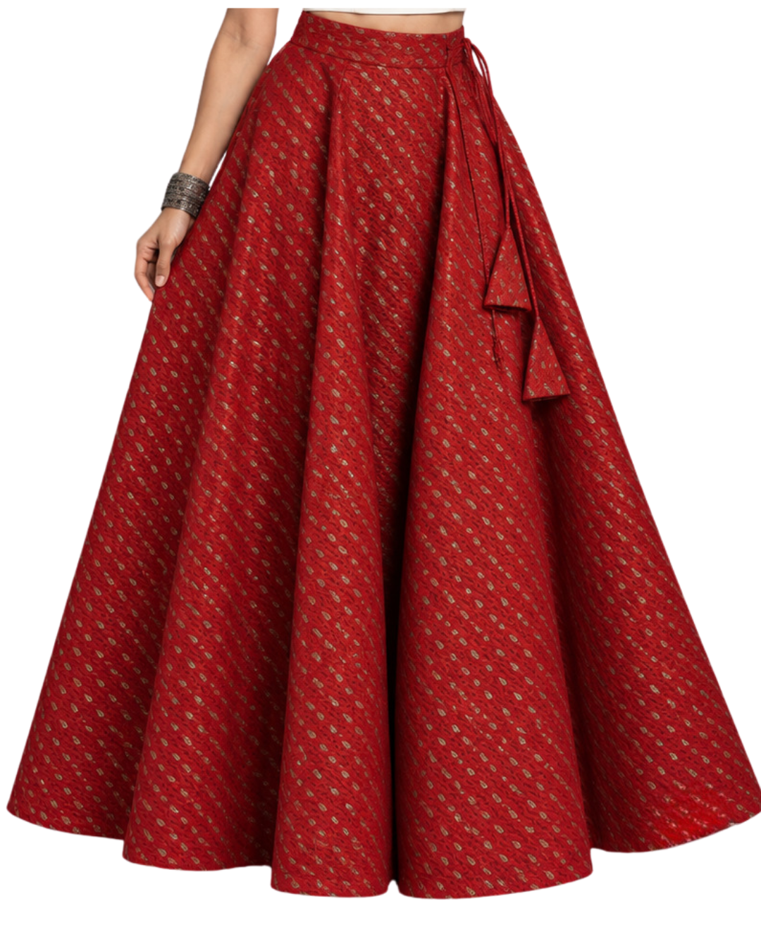 Studio Shringaar Women's Readymade Red Skirt Lehenga (Design 1036)