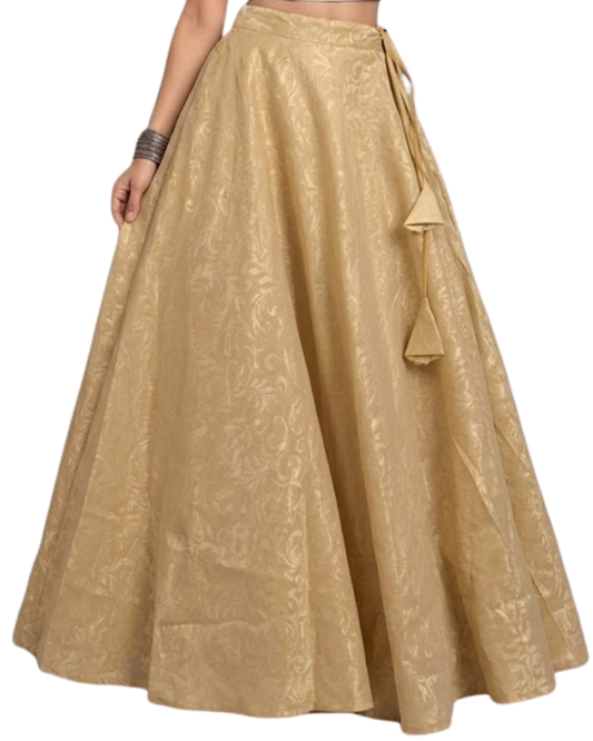 Studio Shringaar Women's Readymade Gold Skirt Lehenga (Design 1043)