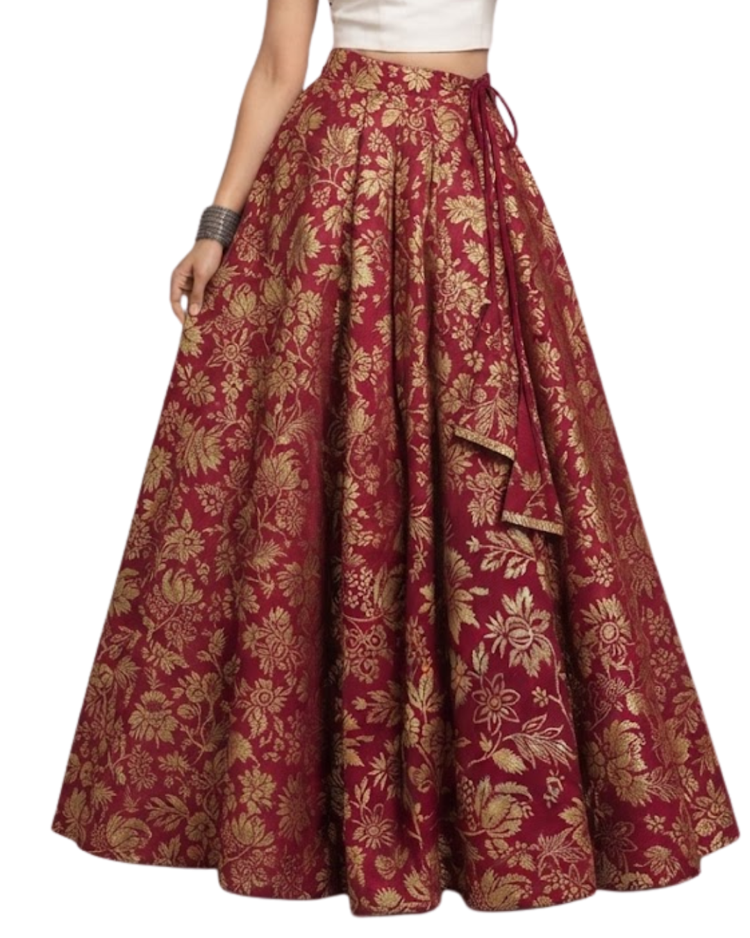Studio Shringaar Women's Readymade Maroon Skirt Lehenga (Design 1037)