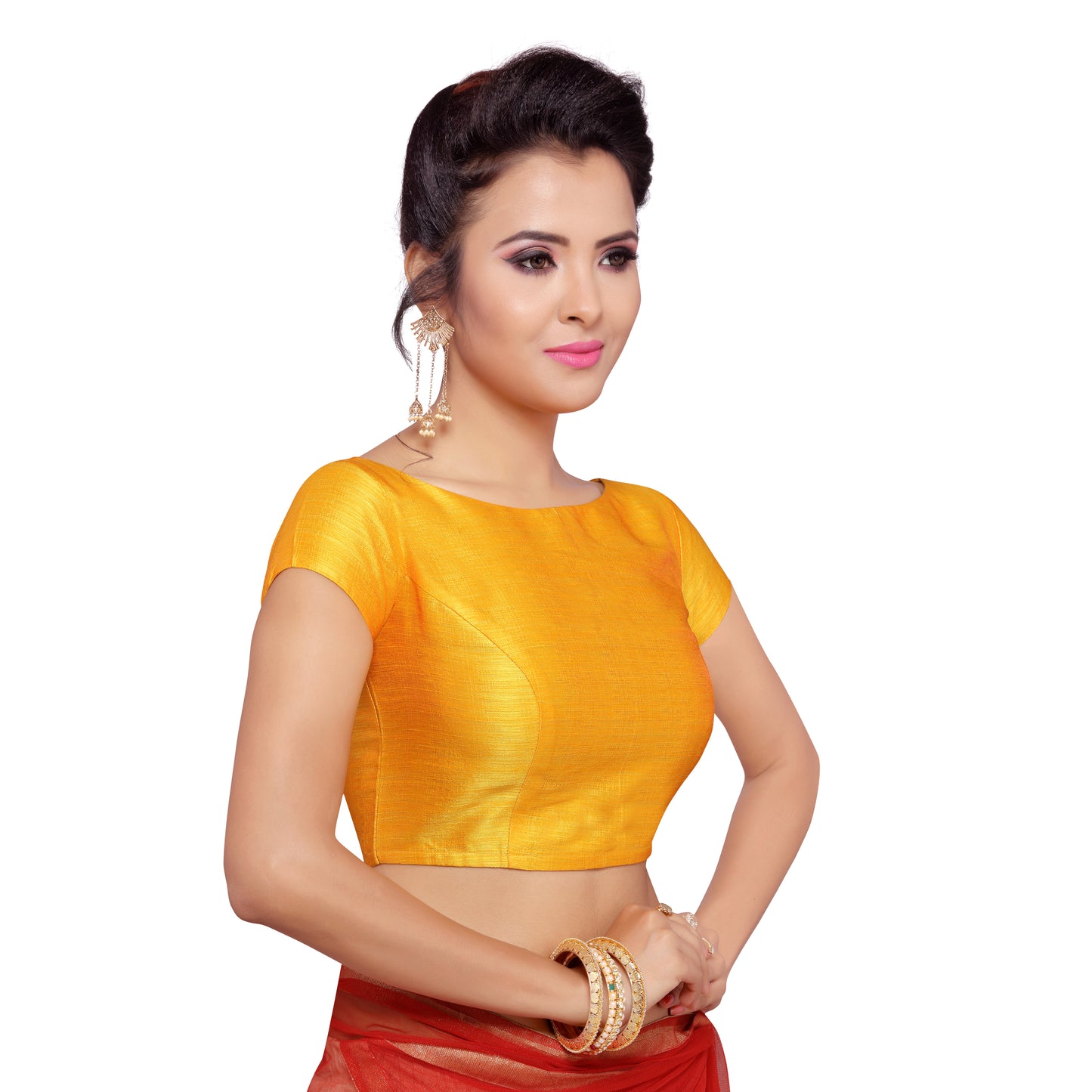 Women's Yellow Polyester Bhagalpuri Blouse (Design 2020)