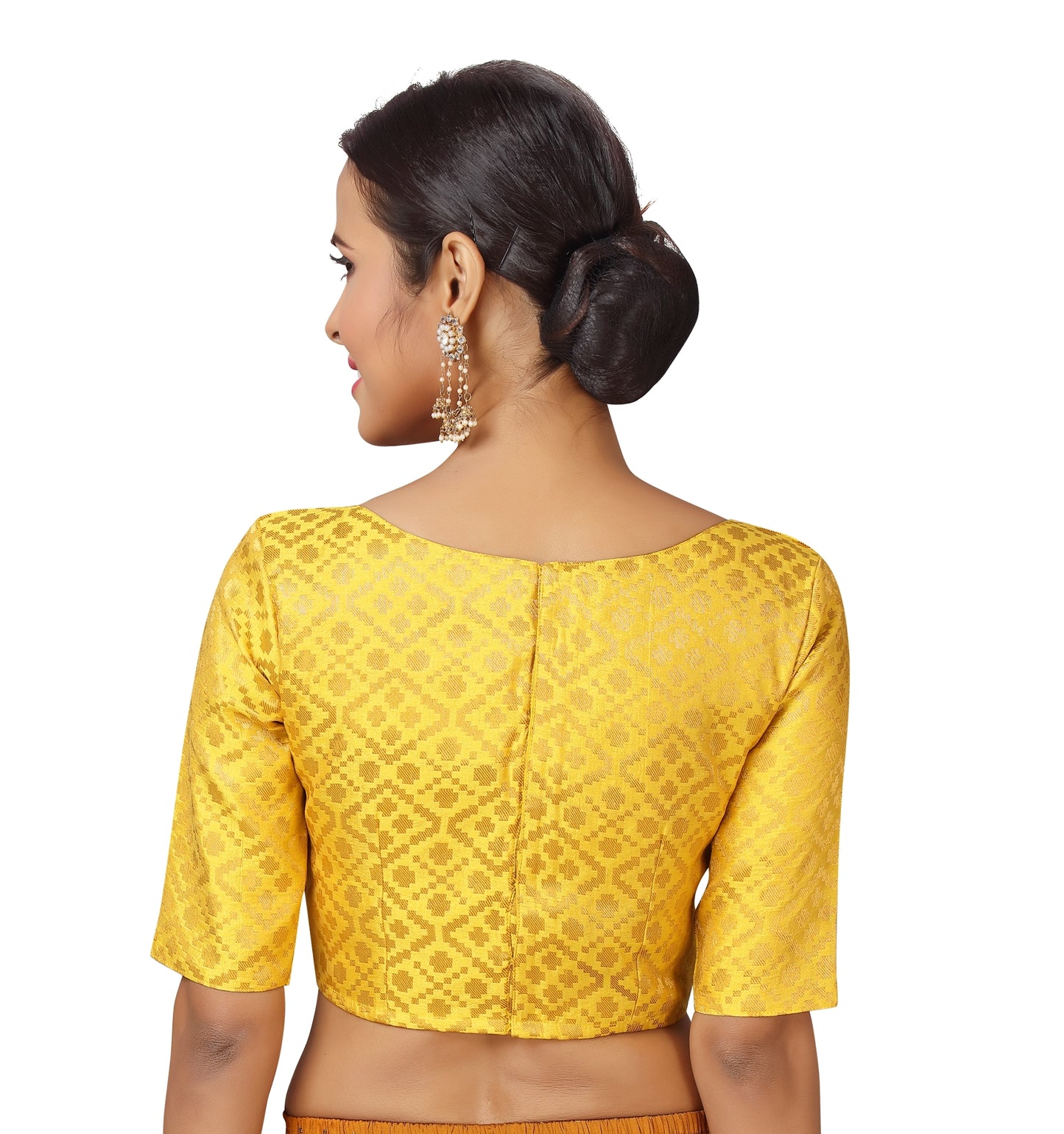 Women's Yellow Brocade Polyester Blouse (Design 2124)