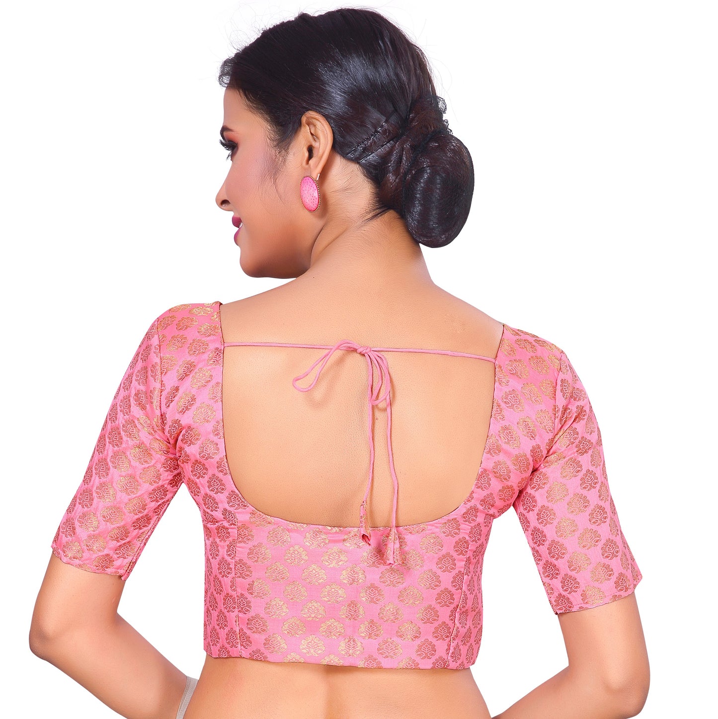 Women's Light Pink Brocade Polyester Blouse (Design 2150)