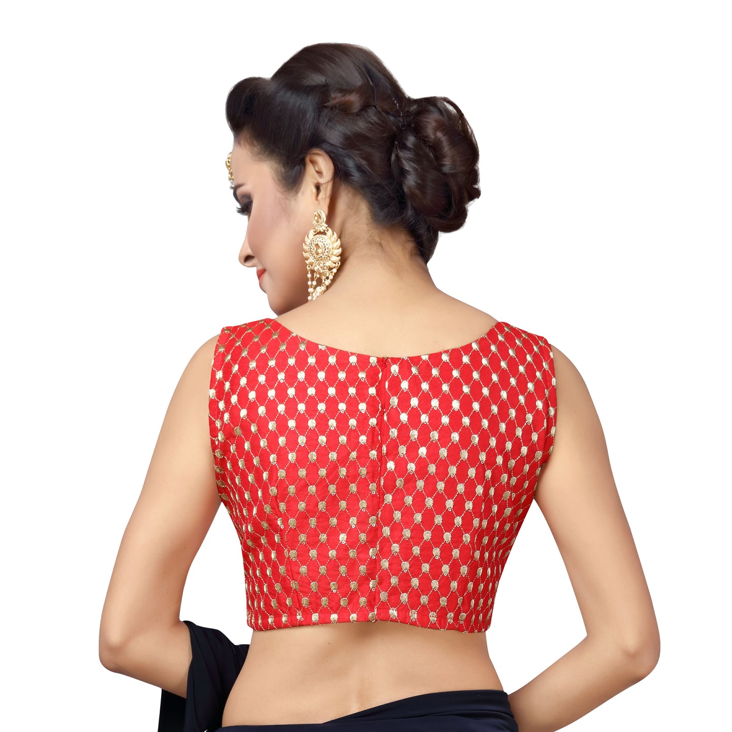 Women's Red Embroidered Silk Blouse (Design 2153)