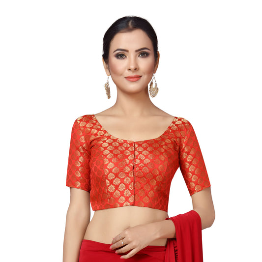 Women's Red Brocade Polyester Blouse (Design 2150)