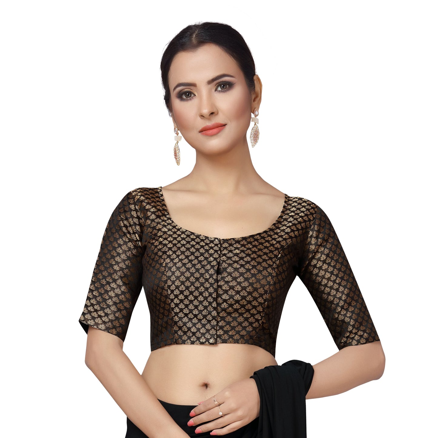 Women's Black Brocade Blouse (Design 2157)