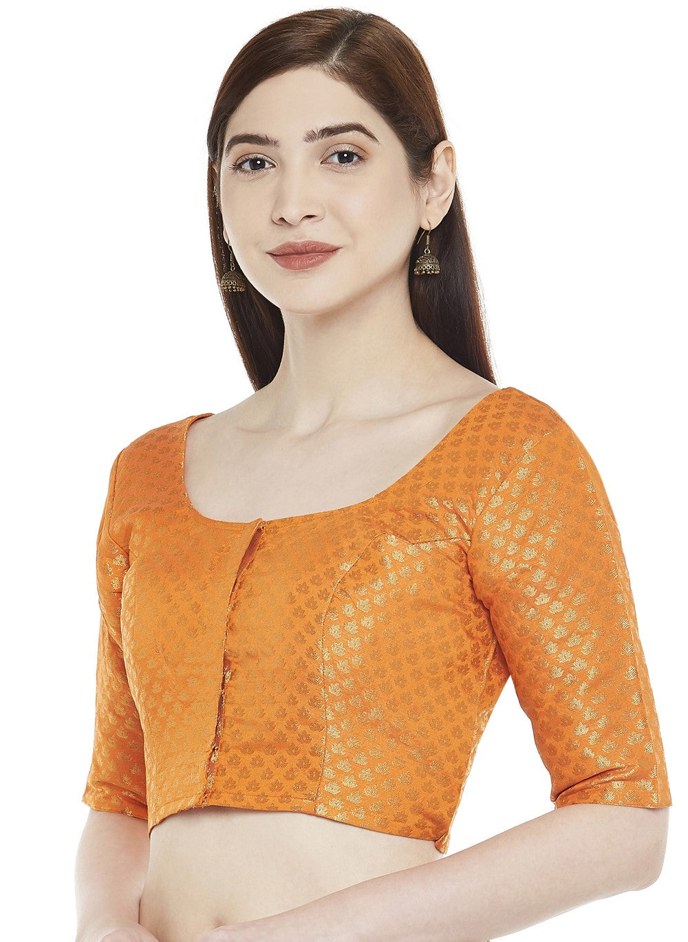 Women's Orange Brocade Blouse (Design 2157)