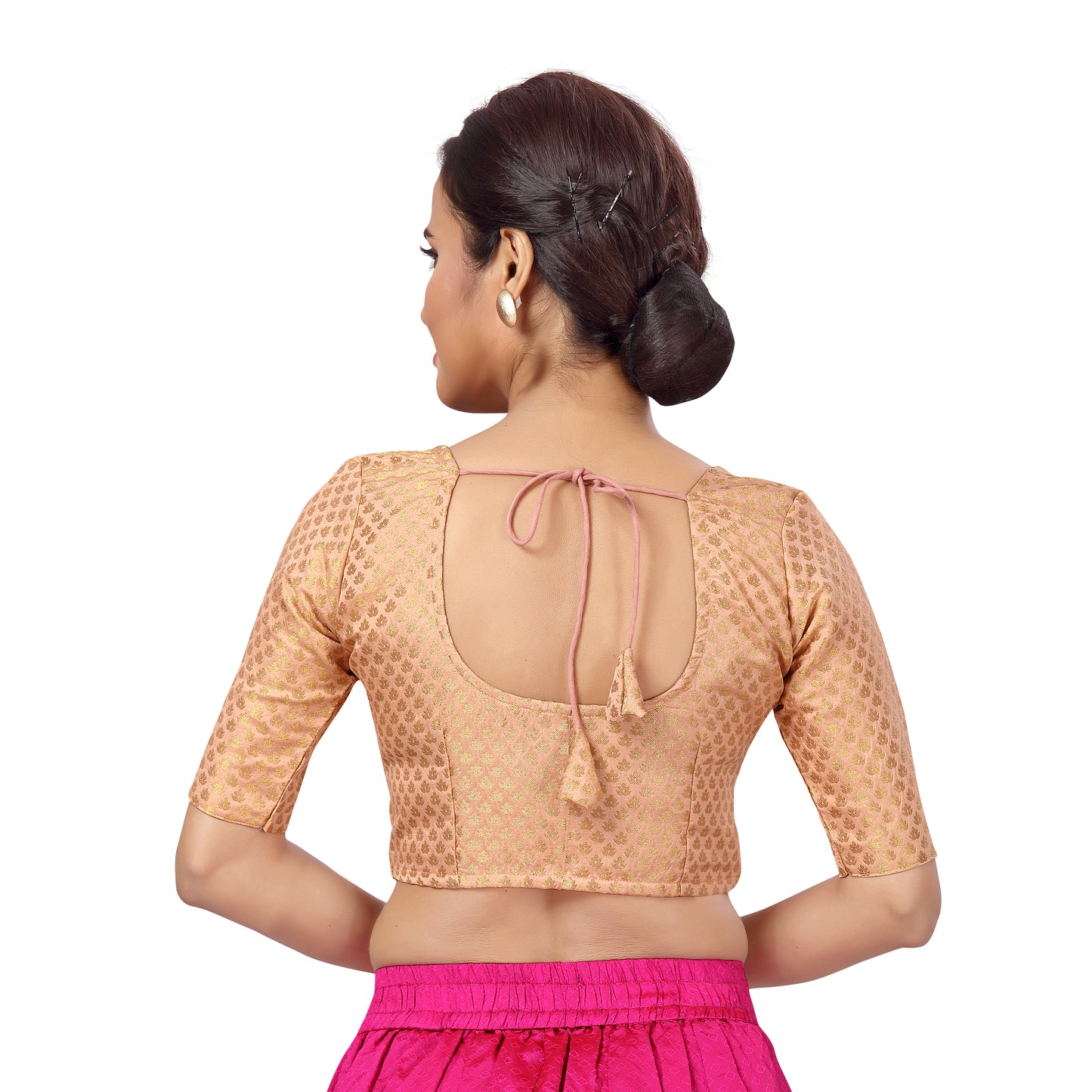 Women's Peach Brocade Blouse (Design 2157)