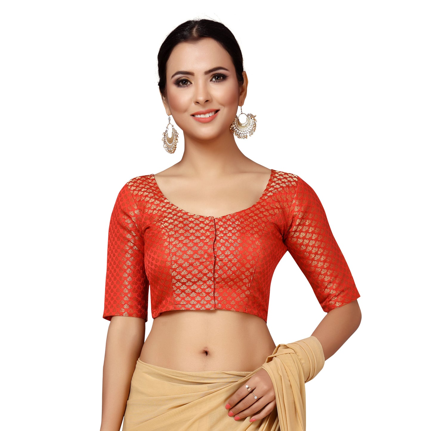 Women's Red Brocade Blouse (Design 2157)