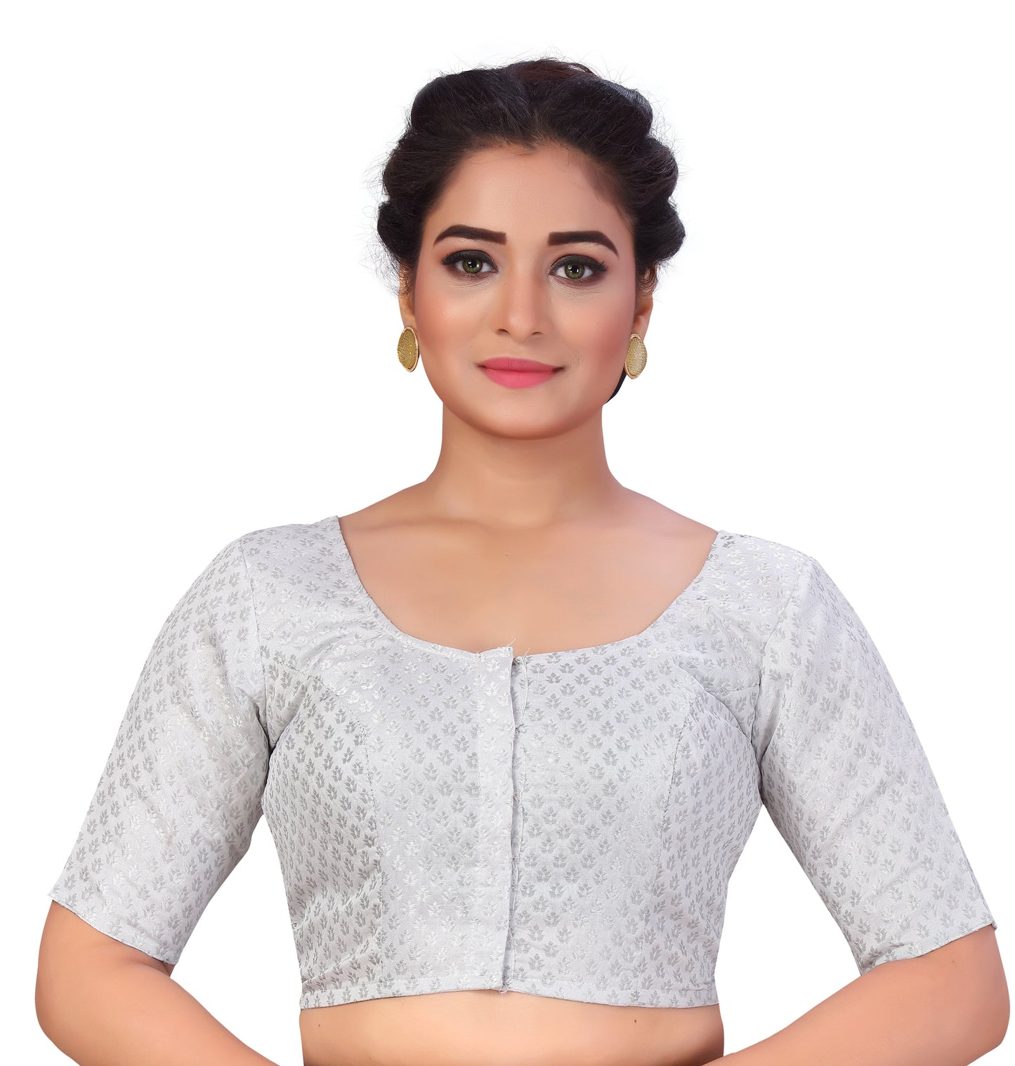 Women's Silver Brocade Blouse (Design 2157)