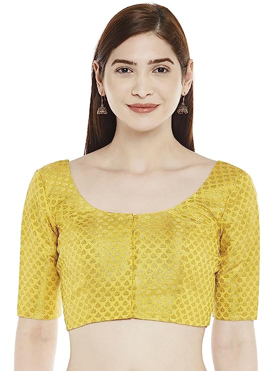 Women's Yellow Brocade Blouse (Design 2157)