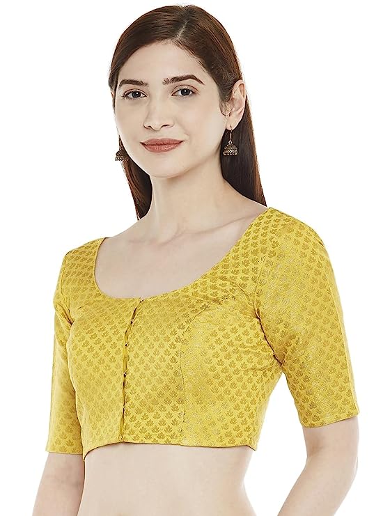 Women's Yellow Brocade Blouse (Design 2157)