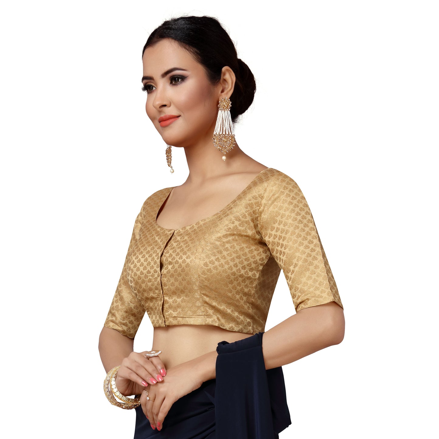 Women's Gold Brocade Blouse (Design 2157)