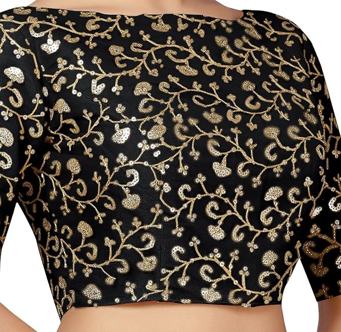 Women's Black Embroidered Net Blouse (Design 2158)