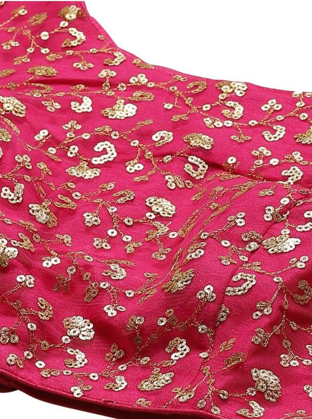 Women's Pink Embroidered Net Blouse (Design 2158)