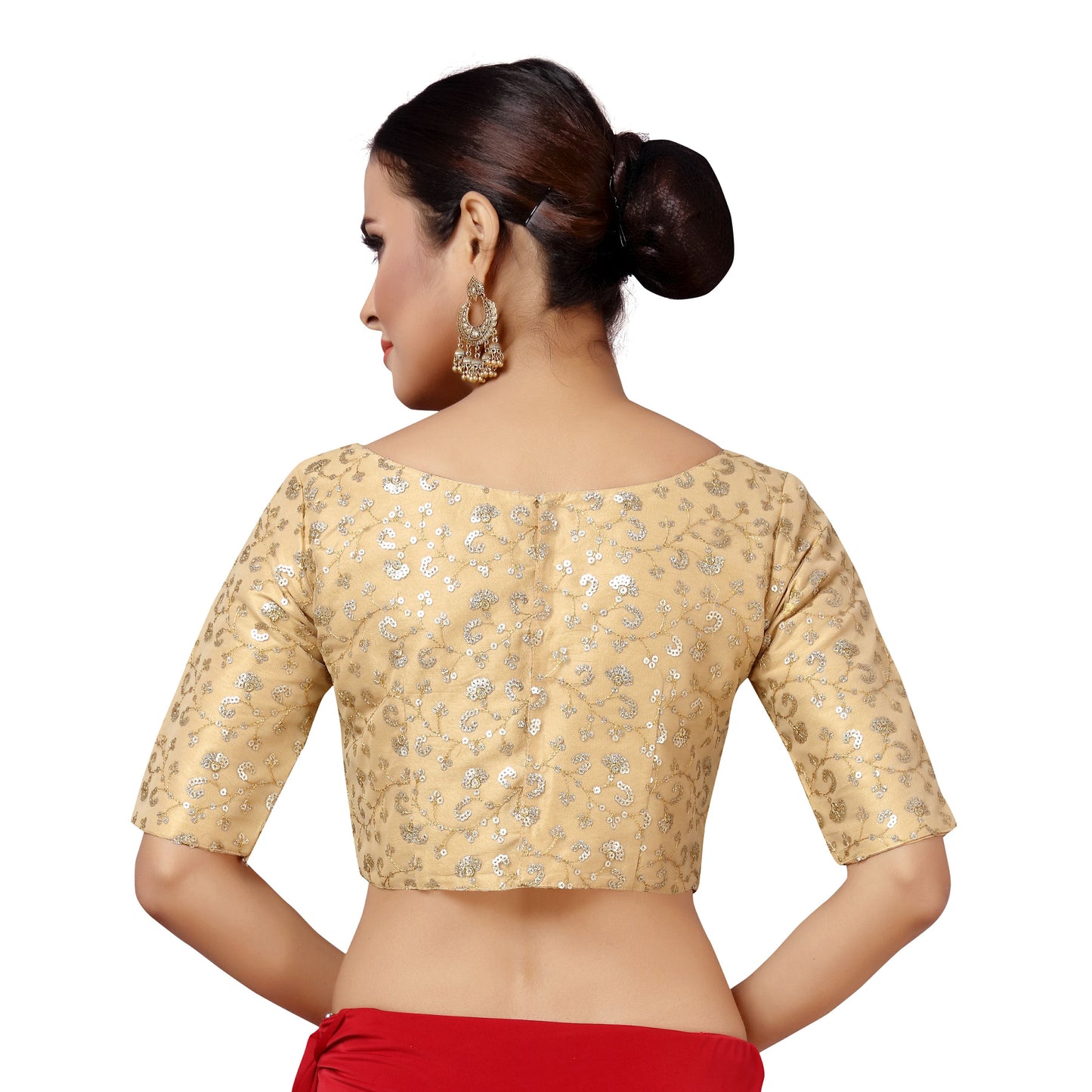 Women's Gold Embroidered Net Blouse (Design 2158)