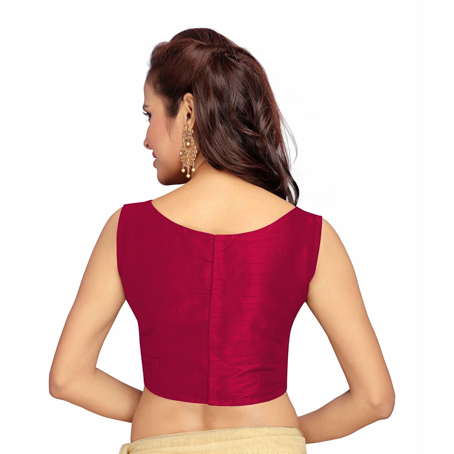 Women's Silk Sleeveless Saree Blouse (2176 - Maroon)