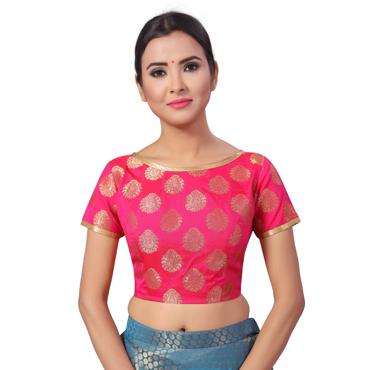 Women's Pink Benaras Brocade Blouse (Design 2180)