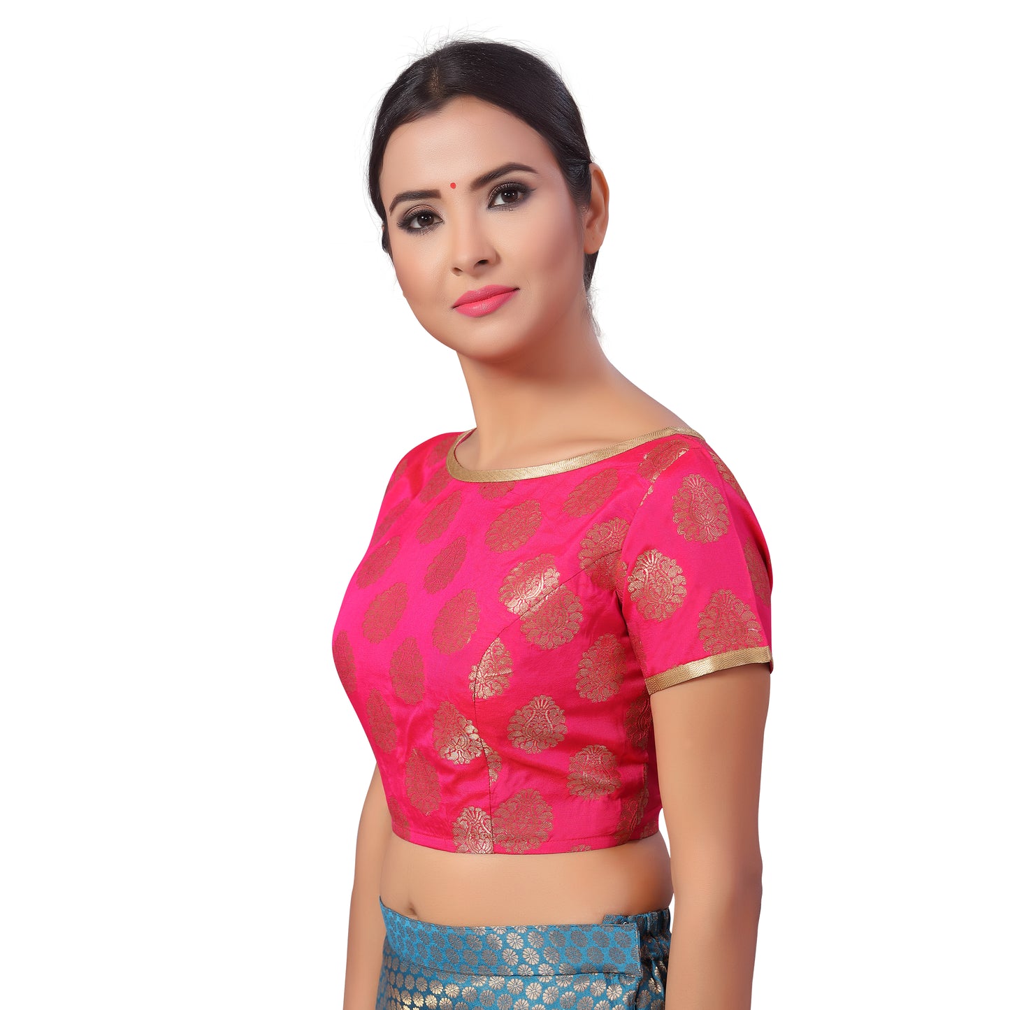 Women's Pink Benaras Brocade Blouse (Design 2180)