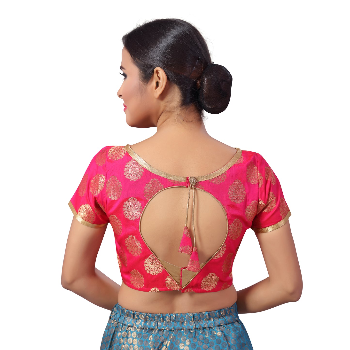 Women's Pink Benaras Brocade Blouse (Design 2180)