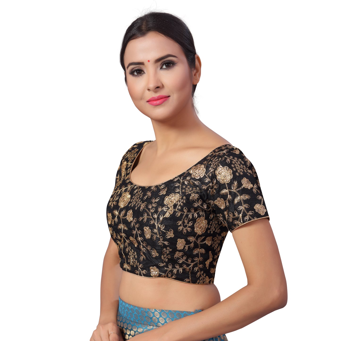 Women's Black Embroidered Polyester Blouse (Design 2183)