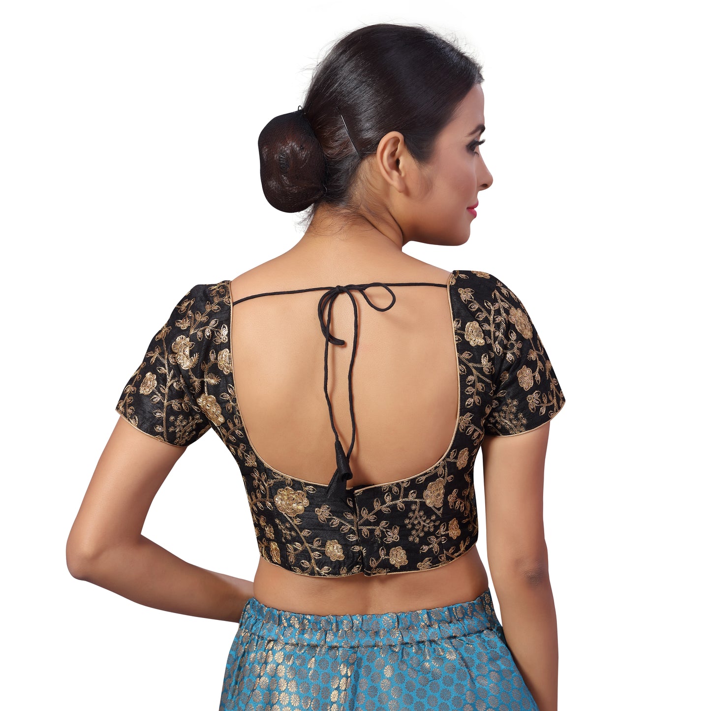 Women's Black Embroidered Polyester Blouse (Design 2183)