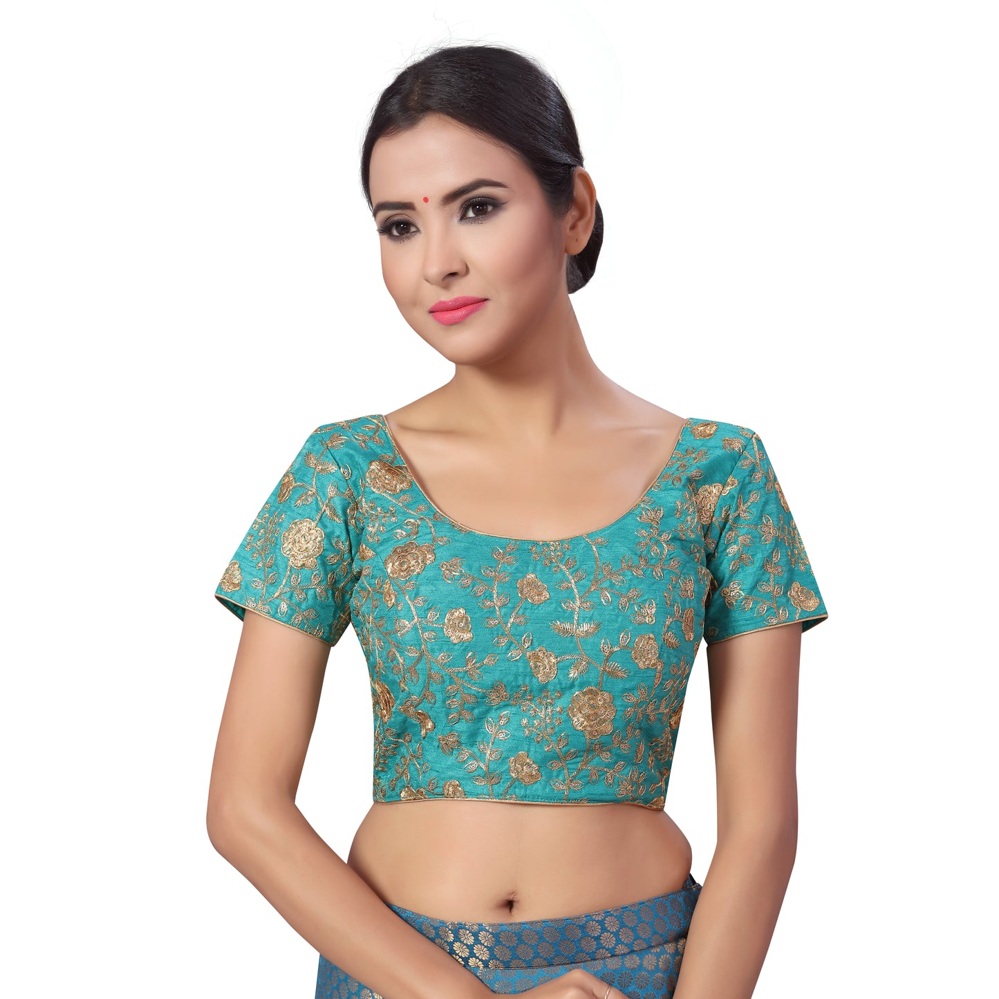 Women's Firozi Embroidered Polyester Blouse (Design 2183)