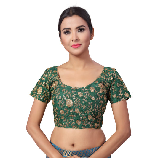 Women's Green Embroidered Polyester Blouse (Design 2183)