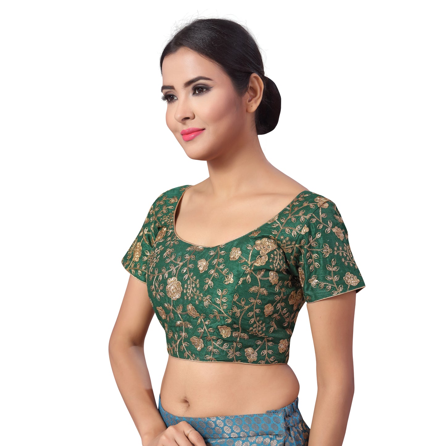 Women's Green Embroidered Polyester Blouse (Design 2183)