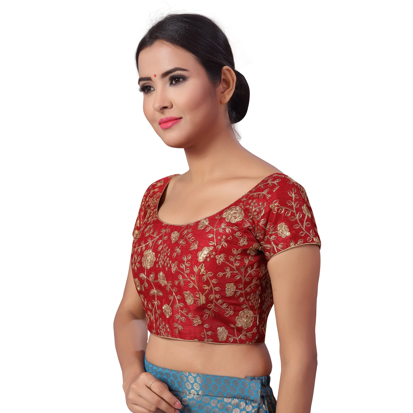 Women's Maroon Embroidered Polyester Blouse (Design 2183)