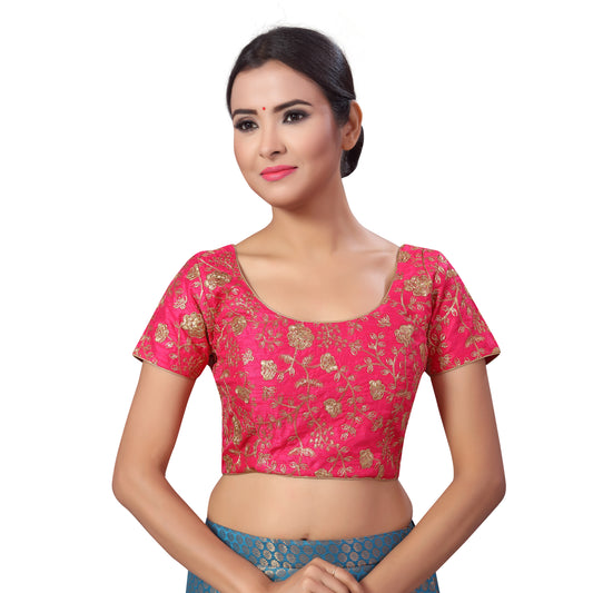 Women's Pink Embroidered Polyester Blouse (Design 2183)