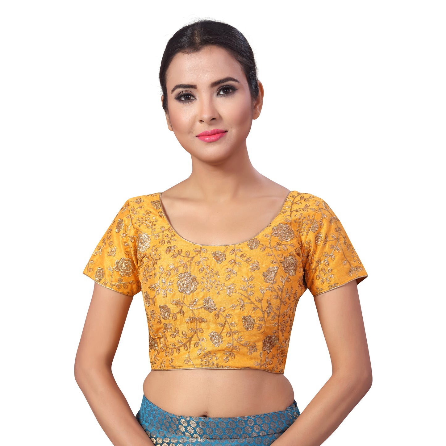 Women's Yellow Embroidered Polyester Blouse (Design 2183)