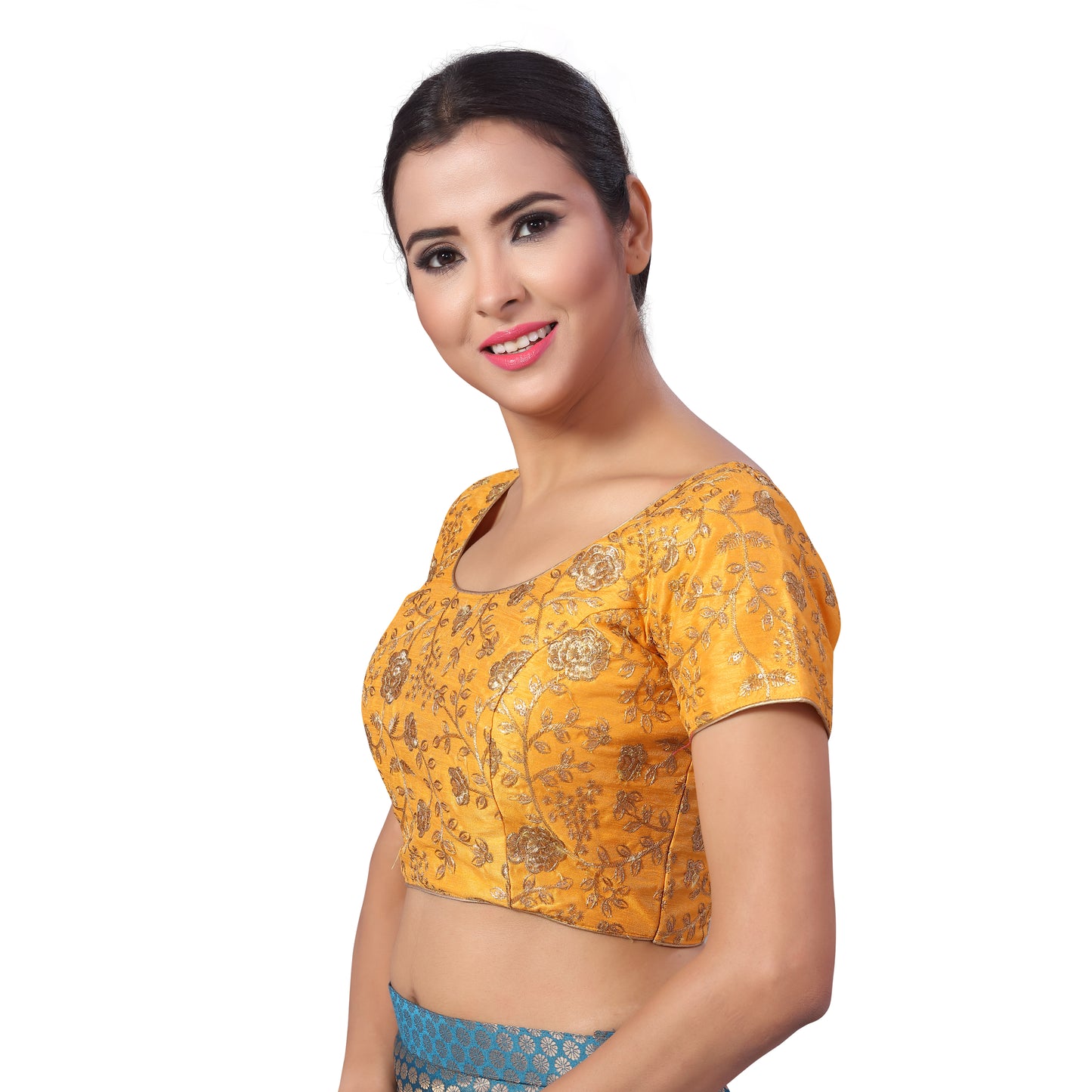 Women's Yellow Embroidered Polyester Blouse (Design 2183)