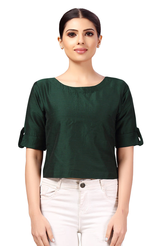 Women's Bottle Green Cotton Blouse (Design 2187)