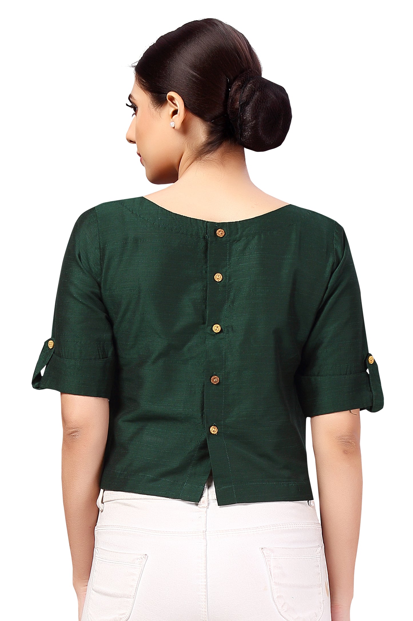 Women's Bottle Green Cotton Blouse (Design 2187)