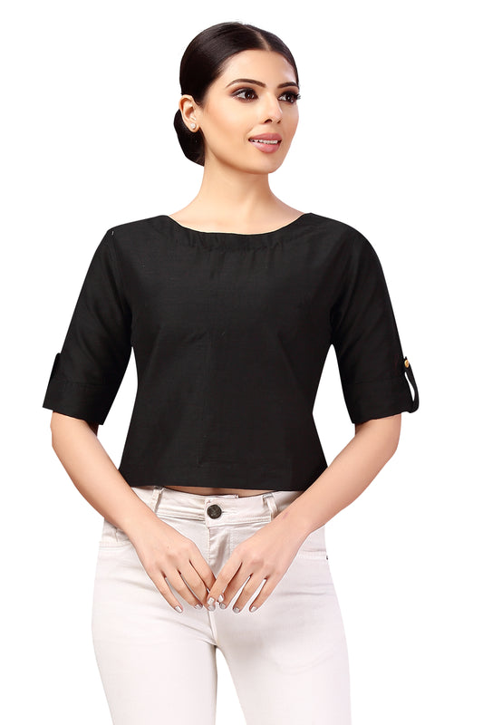 Women's Black Cotton Blouse (Design 2187)