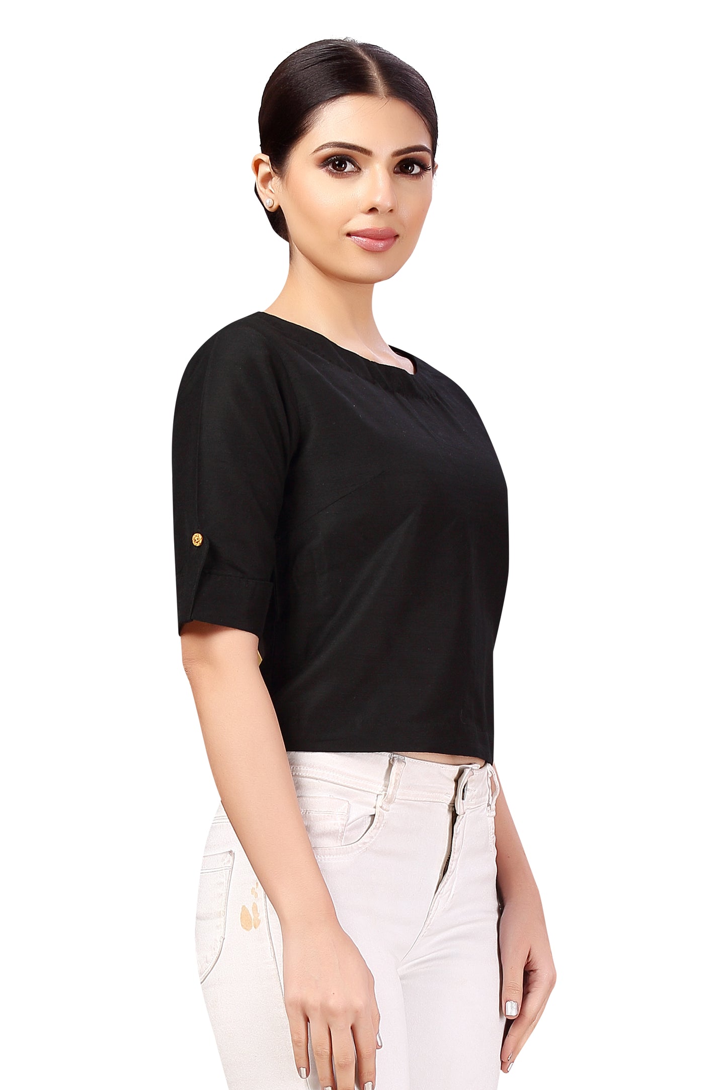 Women's Black Cotton Blouse (Design 2187)