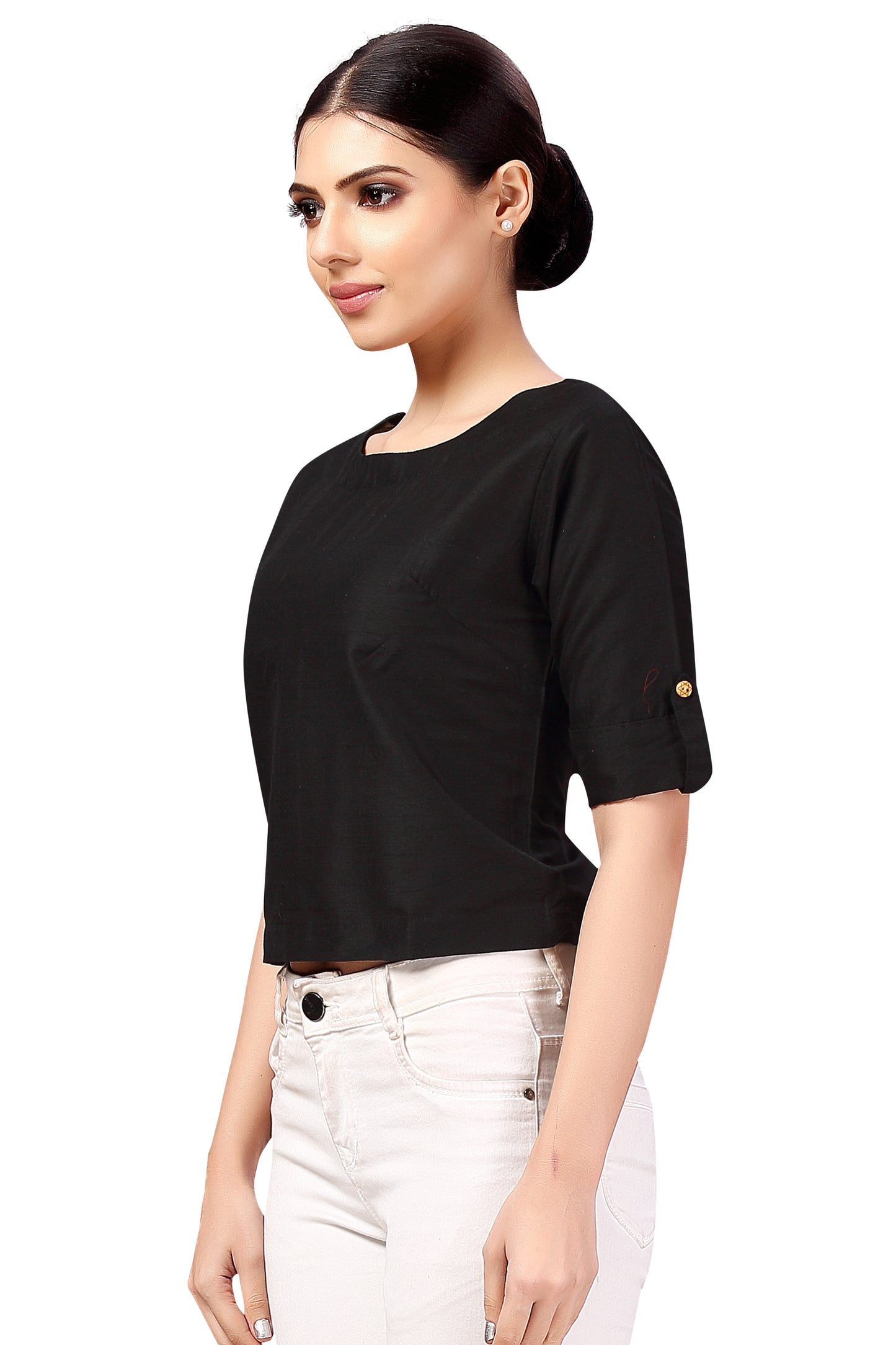 Women's Black Cotton Blouse (Design 2187)