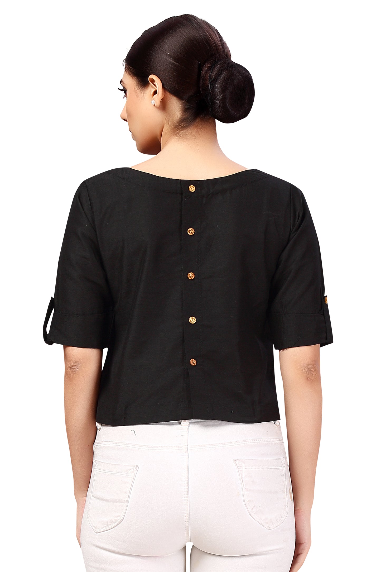 Women's Black Cotton Blouse (Design 2187)