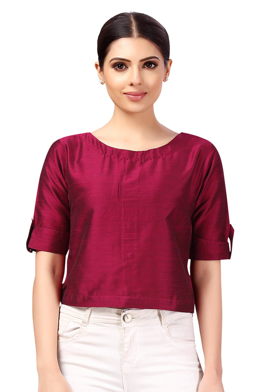 Women's Wine Cotton Blouse (Design 2187)