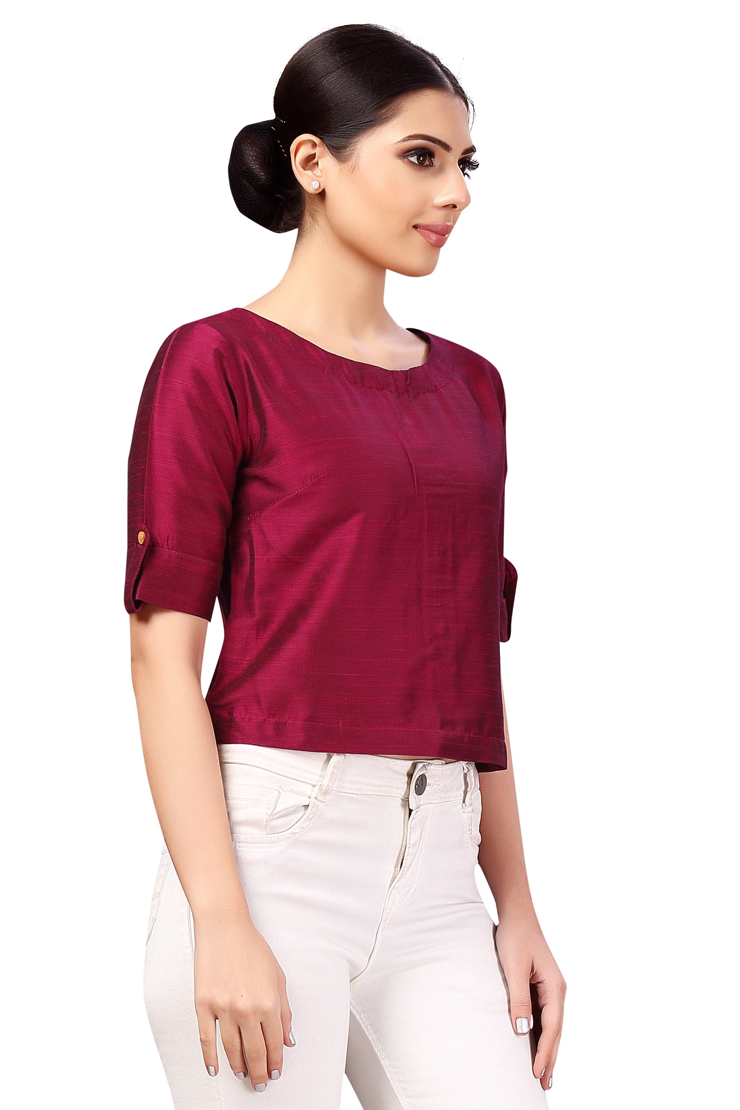 Women's Wine Cotton Blouse (Design 2187)