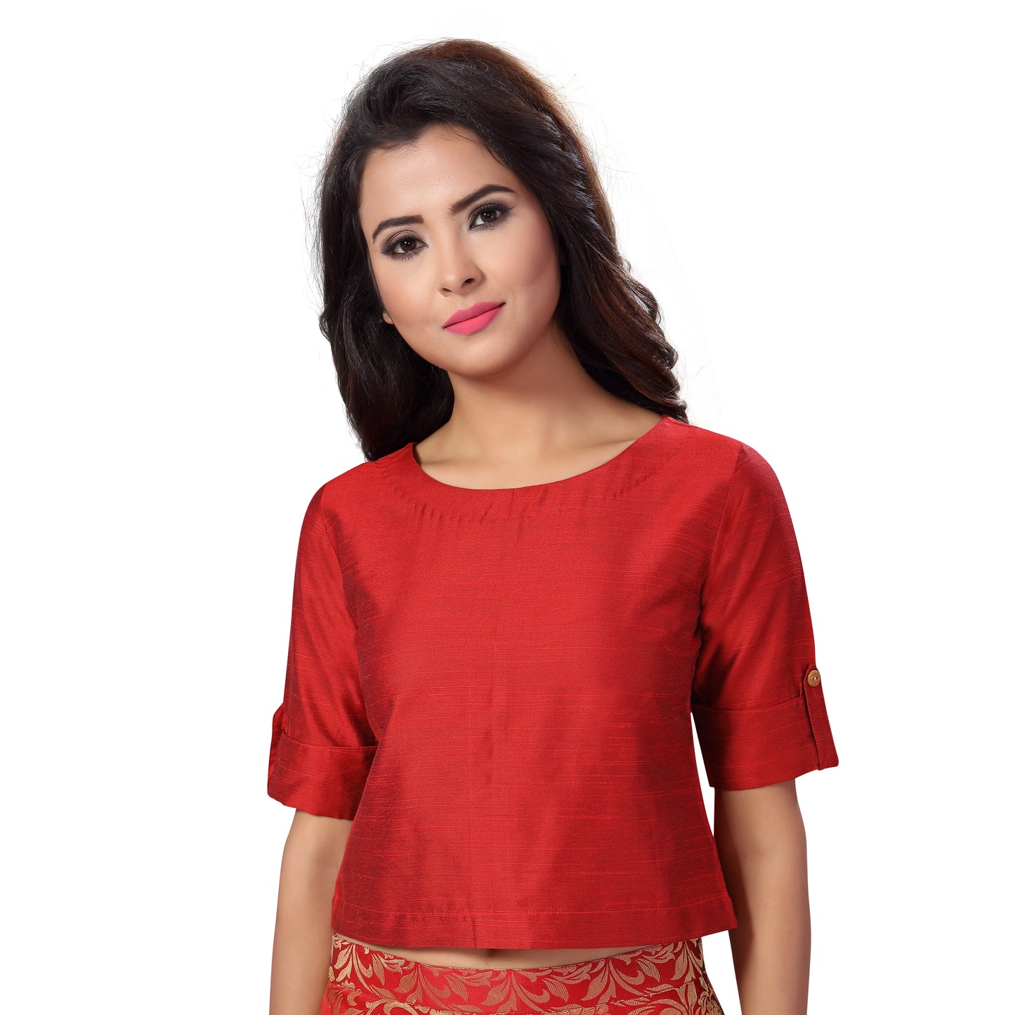 Women's Maroon Cotton Blouse (Design 2187)