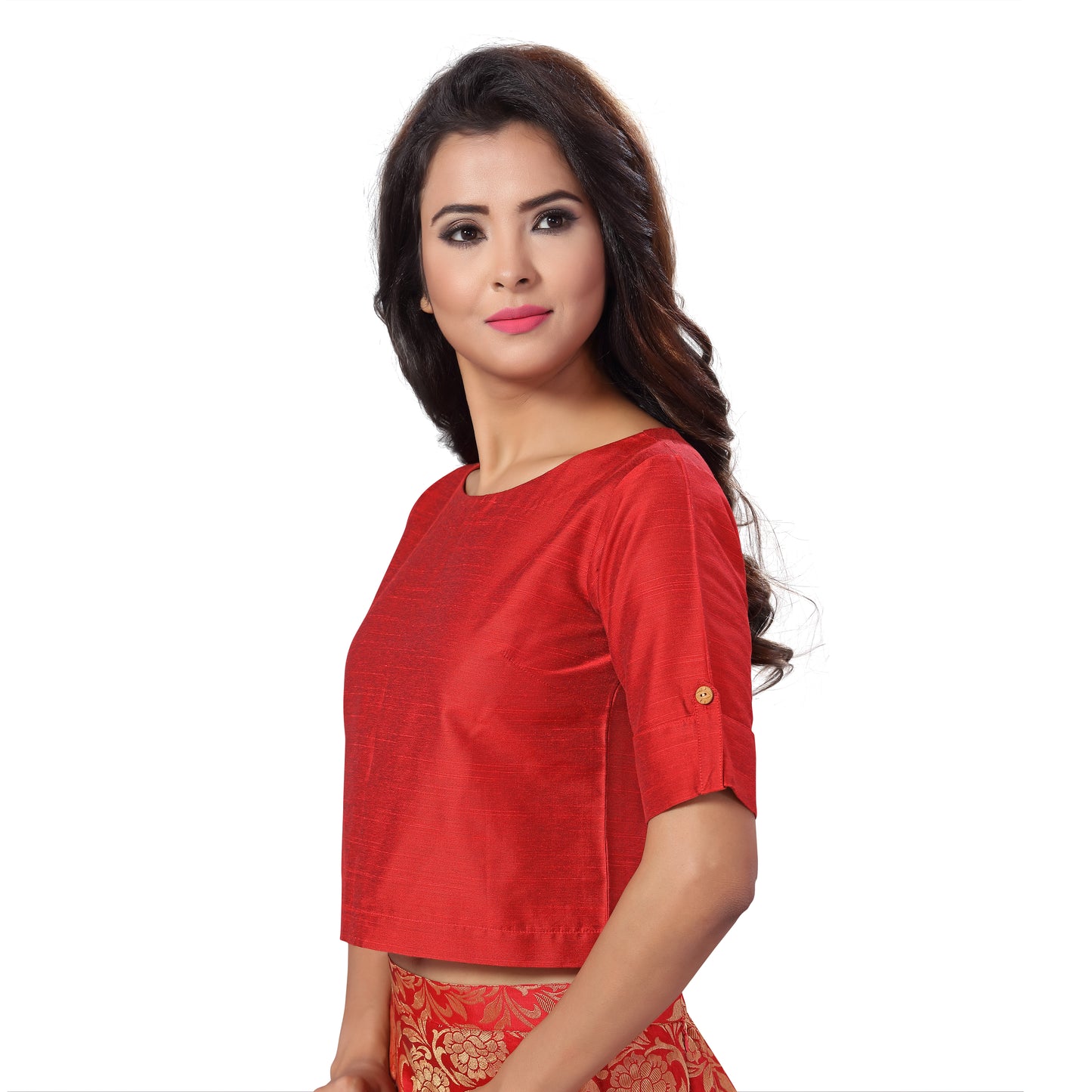 Women's Maroon Cotton Blouse (Design 2187)