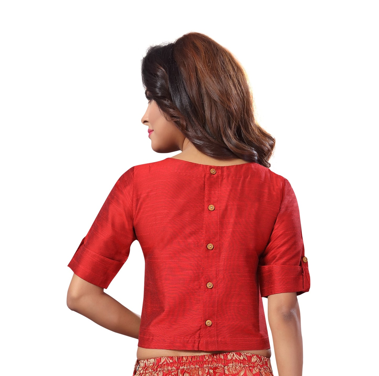 Women's Maroon Cotton Blouse (Design 2187)