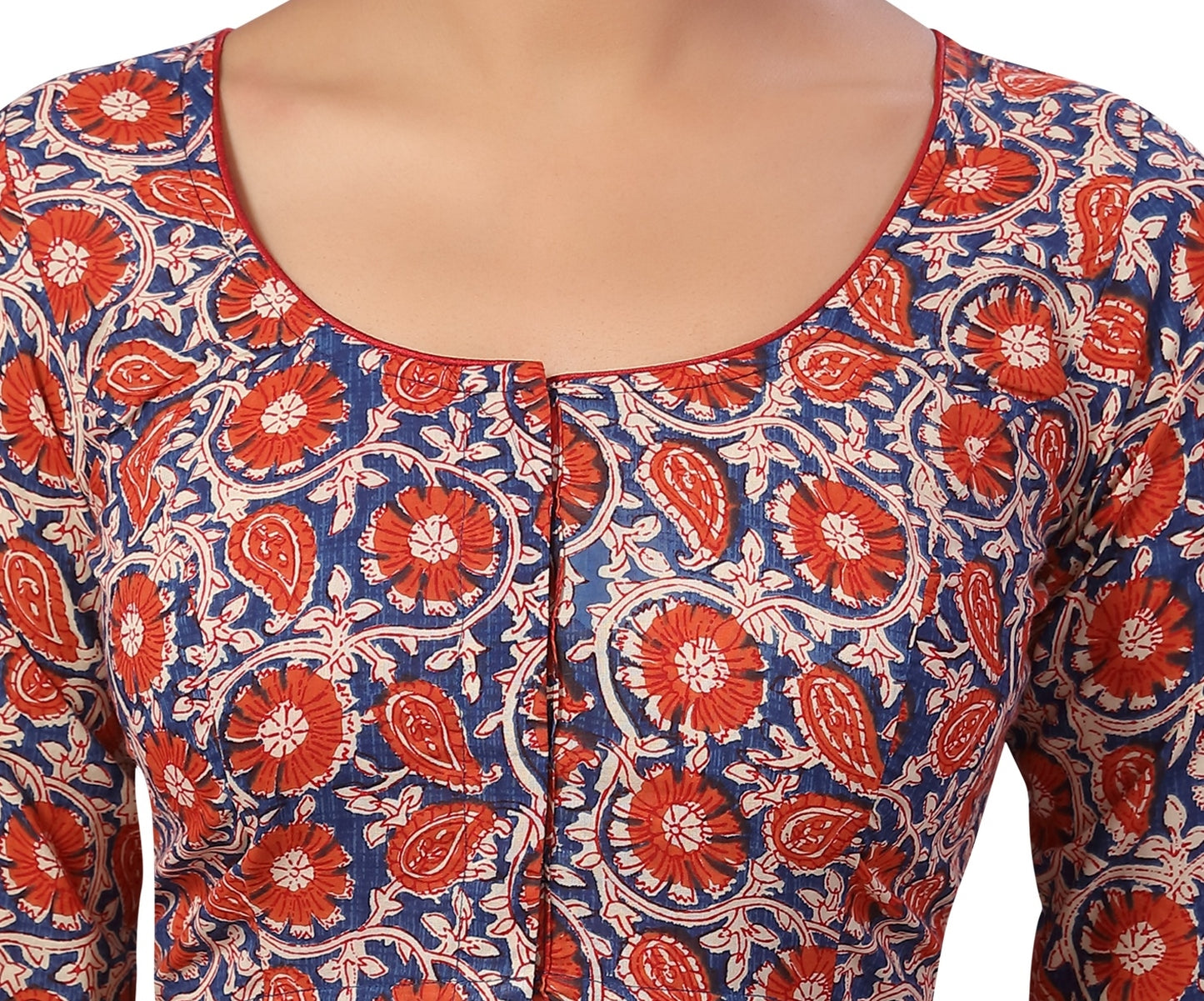 Women's Multicoloured Kalamkari Printed Cotton Blouse (Design 2201)