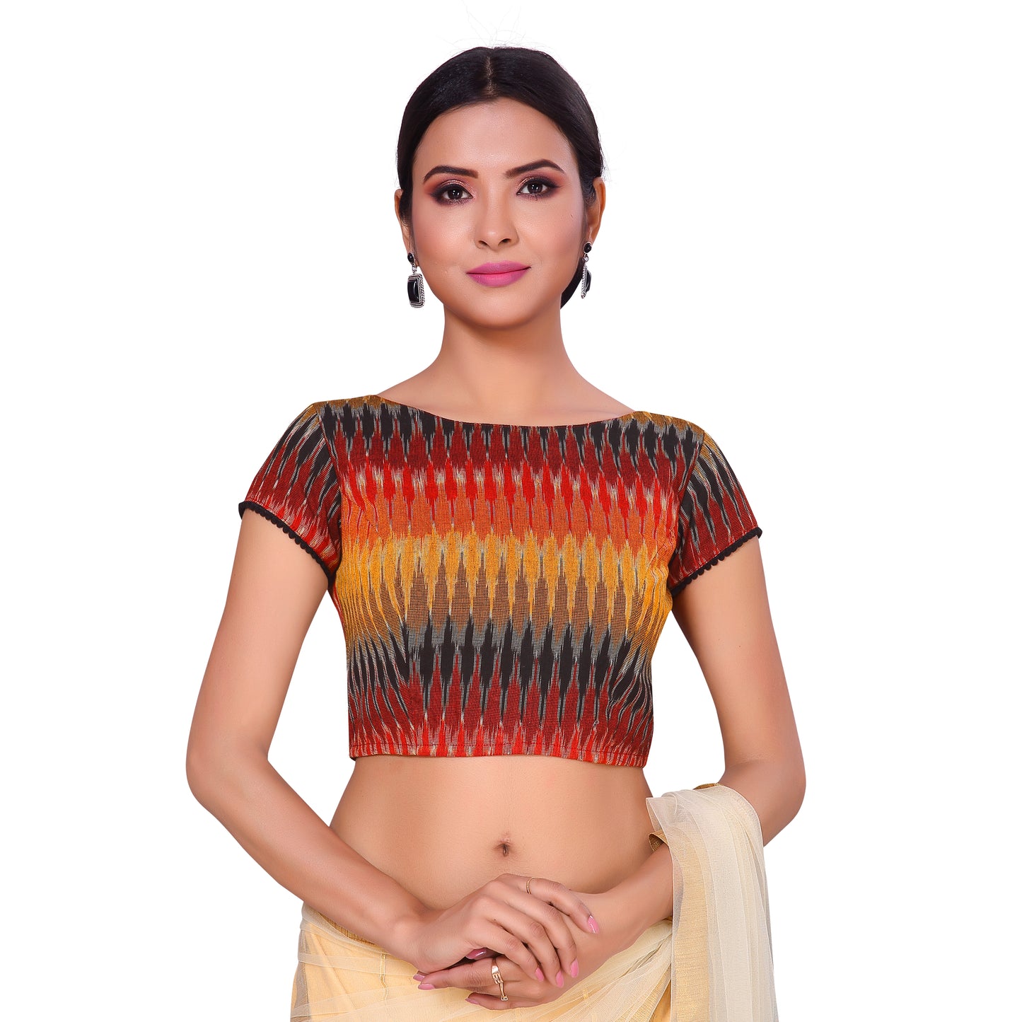 Women's Multicoloured Ikkat Cotton Blouse (Design 2230)