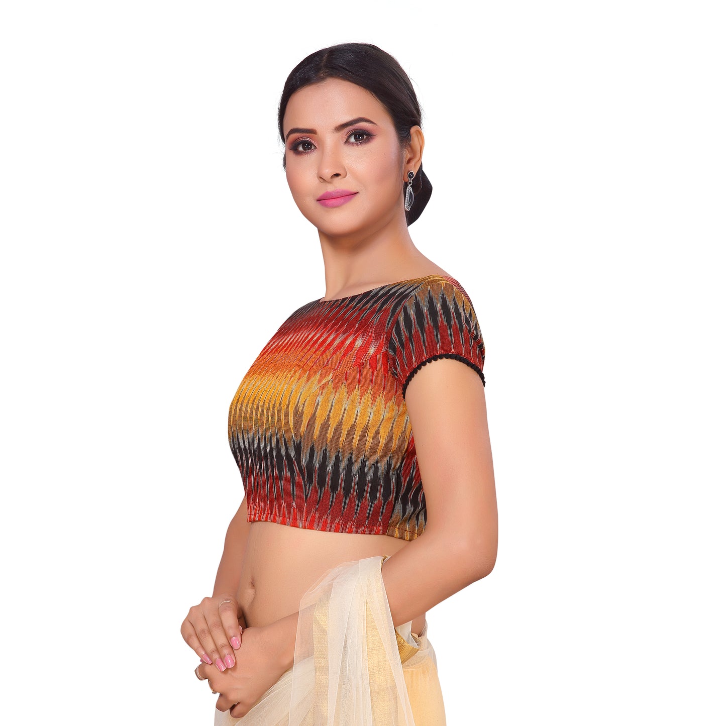 Women's Multicoloured Ikkat Cotton Blouse (Design 2230)