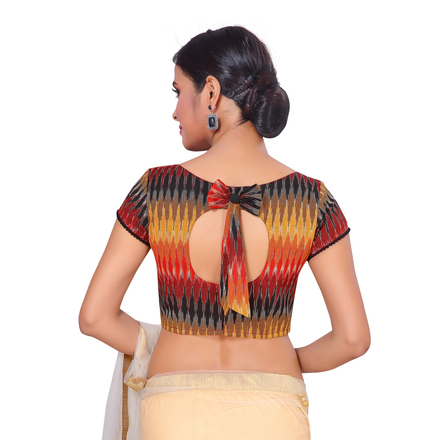 Women's Multicoloured Ikkat Cotton Blouse (Design 2230)