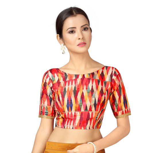 Women's Polyester Short Sleeve Saree Blouse (2287 - Multi Colour)