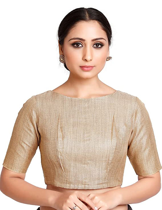 Women's Polyester Short Sleeve Saree Blouse (2319 - Gold)
