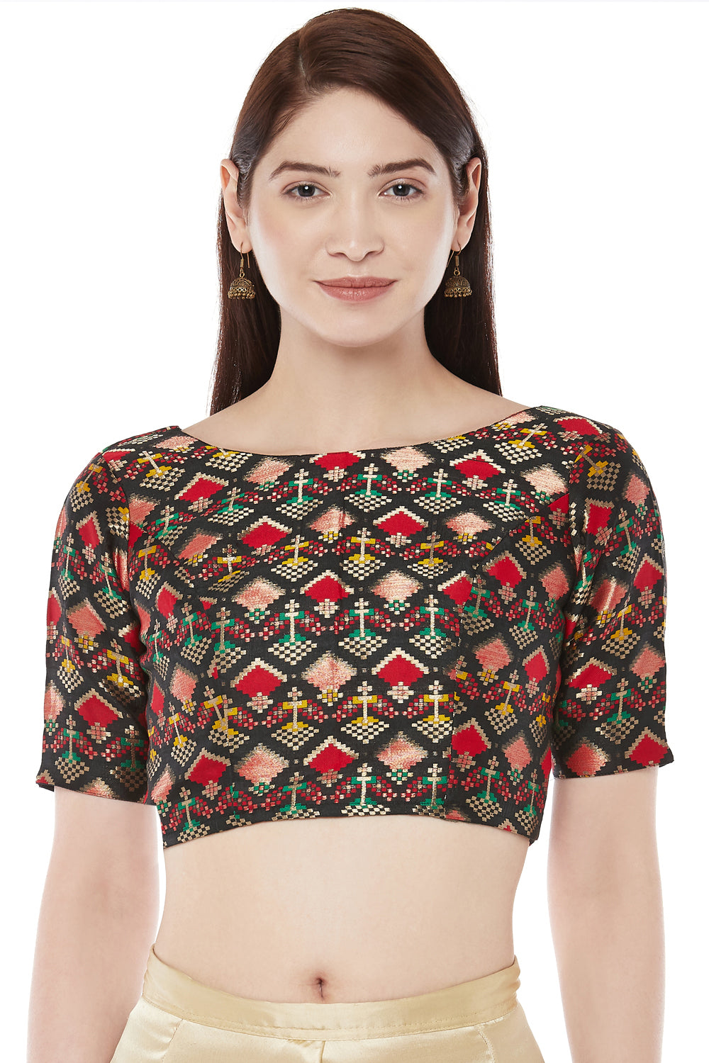 Women's Black Benares Brocade Polyester Blouse (Design 2327)